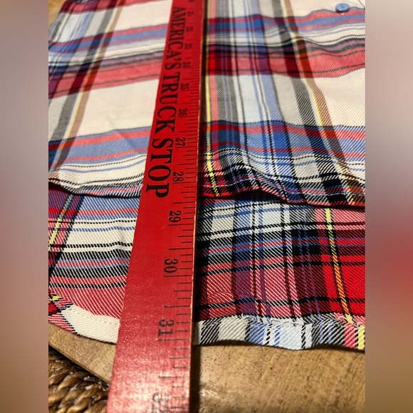 Chelsea & Theodore Red/White/Blue Plaid  Roll Tab Sleeve Size XL NWT - Picture 6 of 7